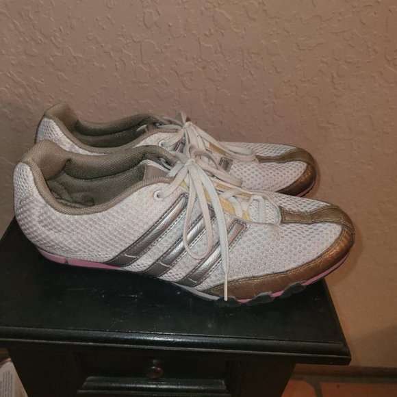 ADIDAS Cushion Running Shoes Women's Gold Pink Silver Athletic - Picture 4 of 5